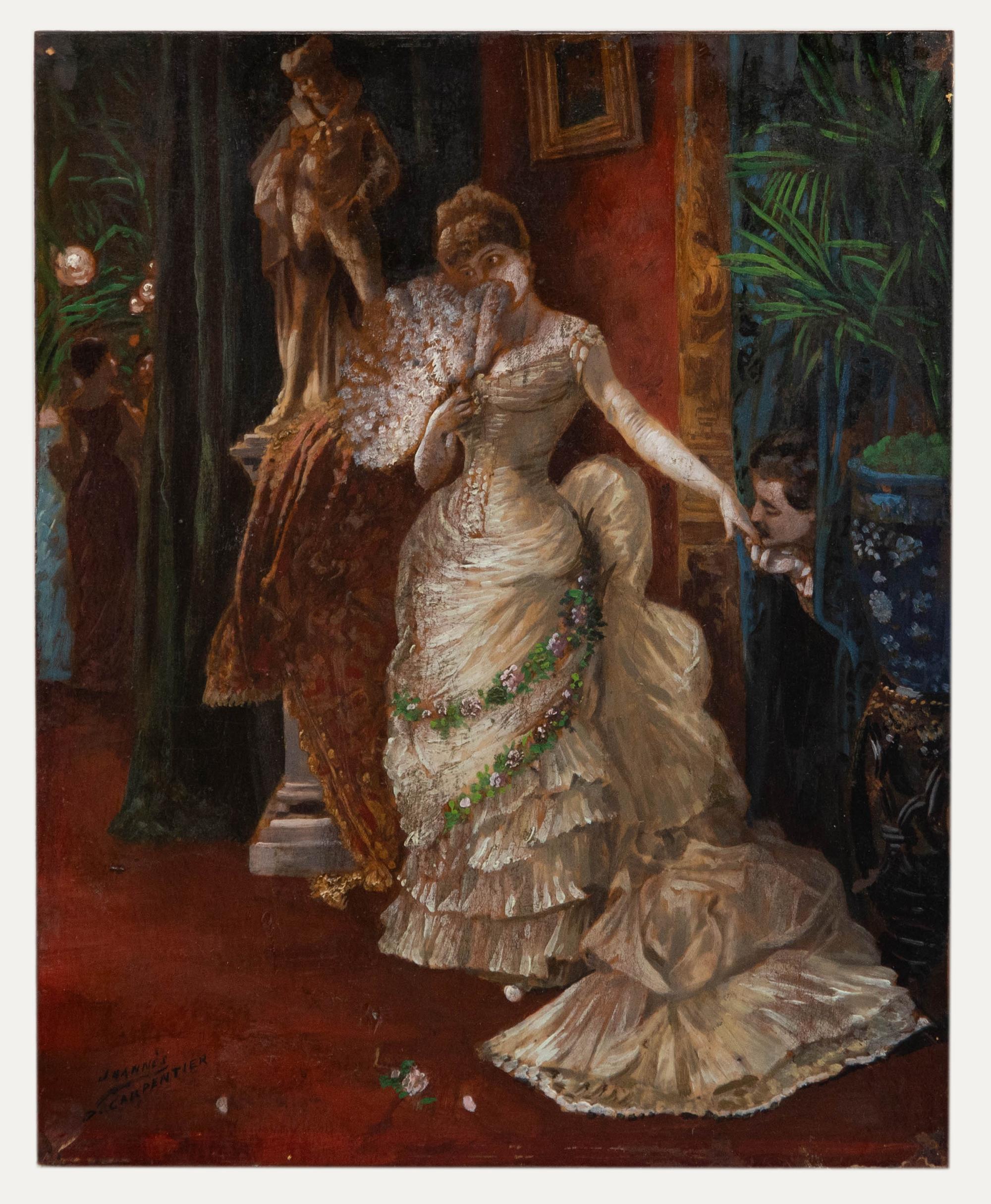 Joann D. A. Carpentier - Olio di fine Ottocento, L'ammiratore segreto - Painting di Unknown