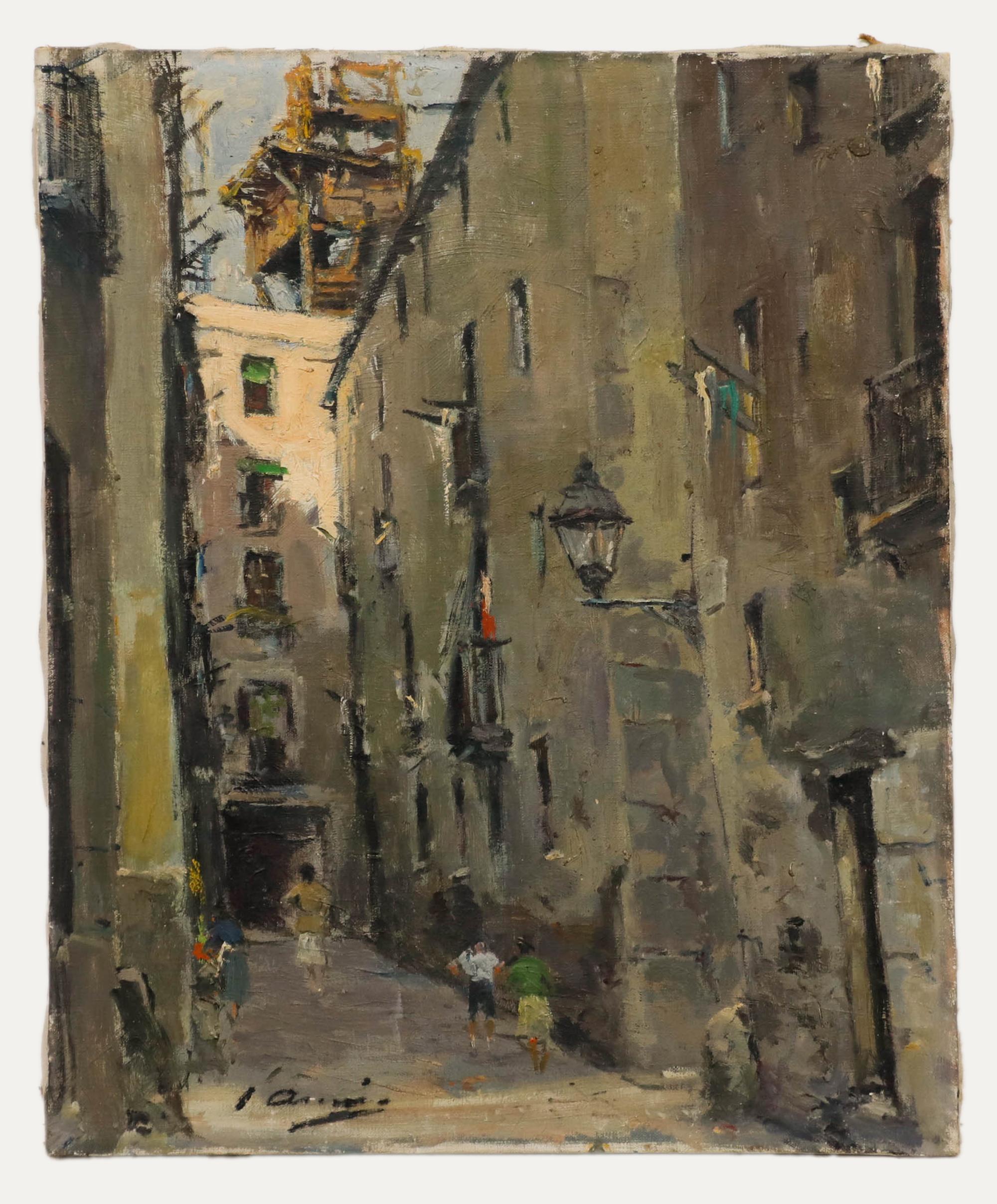 Joaquín Asensio Marine (1890-1961) - Spanish School Oil, City Shade - Painting by Unknown