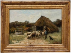 Johan Scherrewitz (1868-1951) - Framed Late 19th Century Oil, The Sheepfold