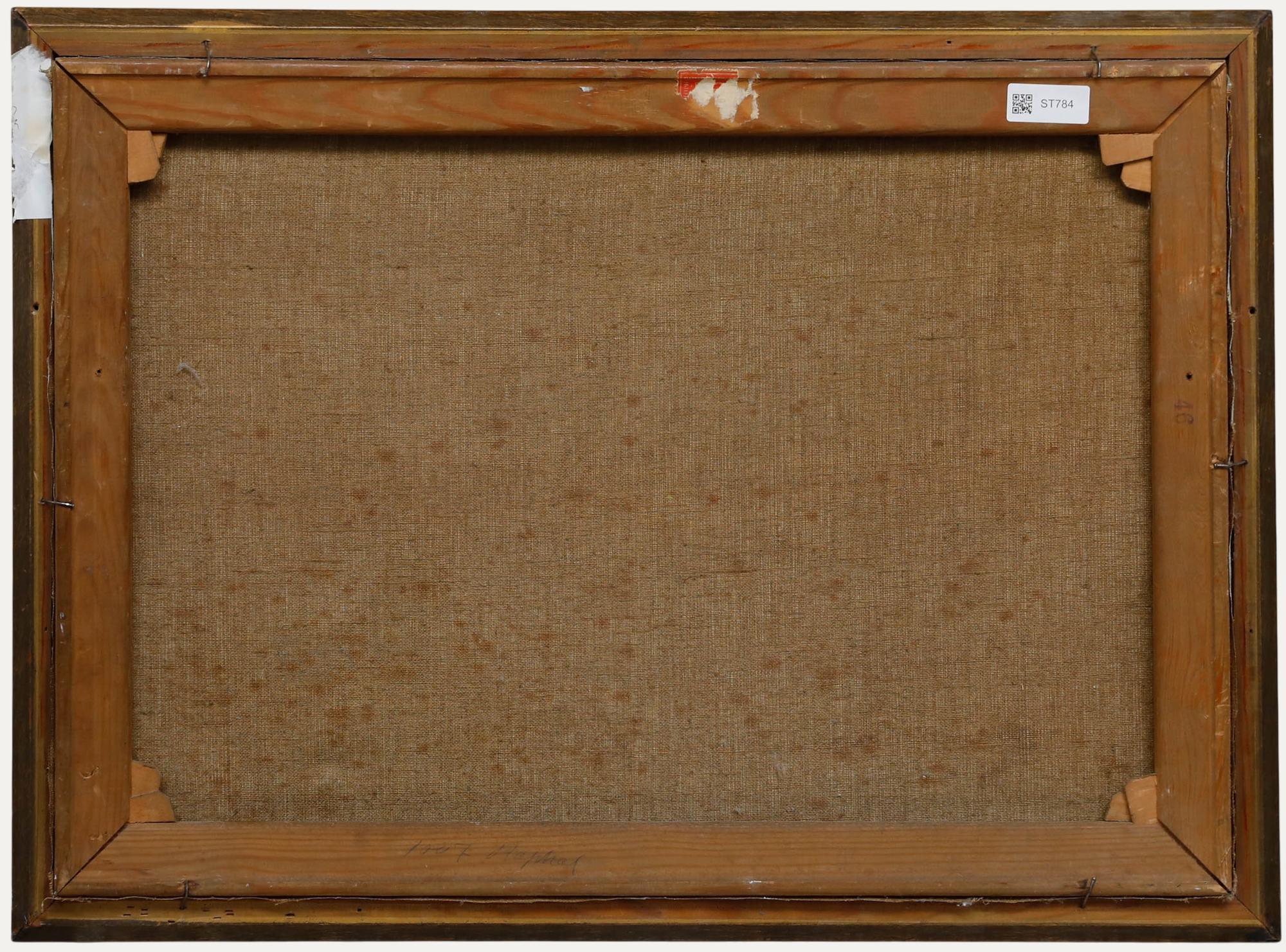 Johann Jacobsen (1883-1953) - Huile encadrée du début du 20e siècle, Un écheveau d'oies - Gris Landscape Painting par Unknown