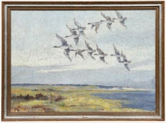 Johann Jacobsen (1883-1953) - Huile encadrée du début du 20e siècle, Un écheveau d
oies