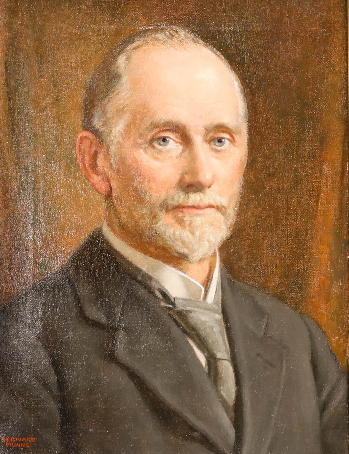 John Bernard Munns (1869-1942) - Framed Oil, Genteleman in the Grey Suit - Painting by Unknown