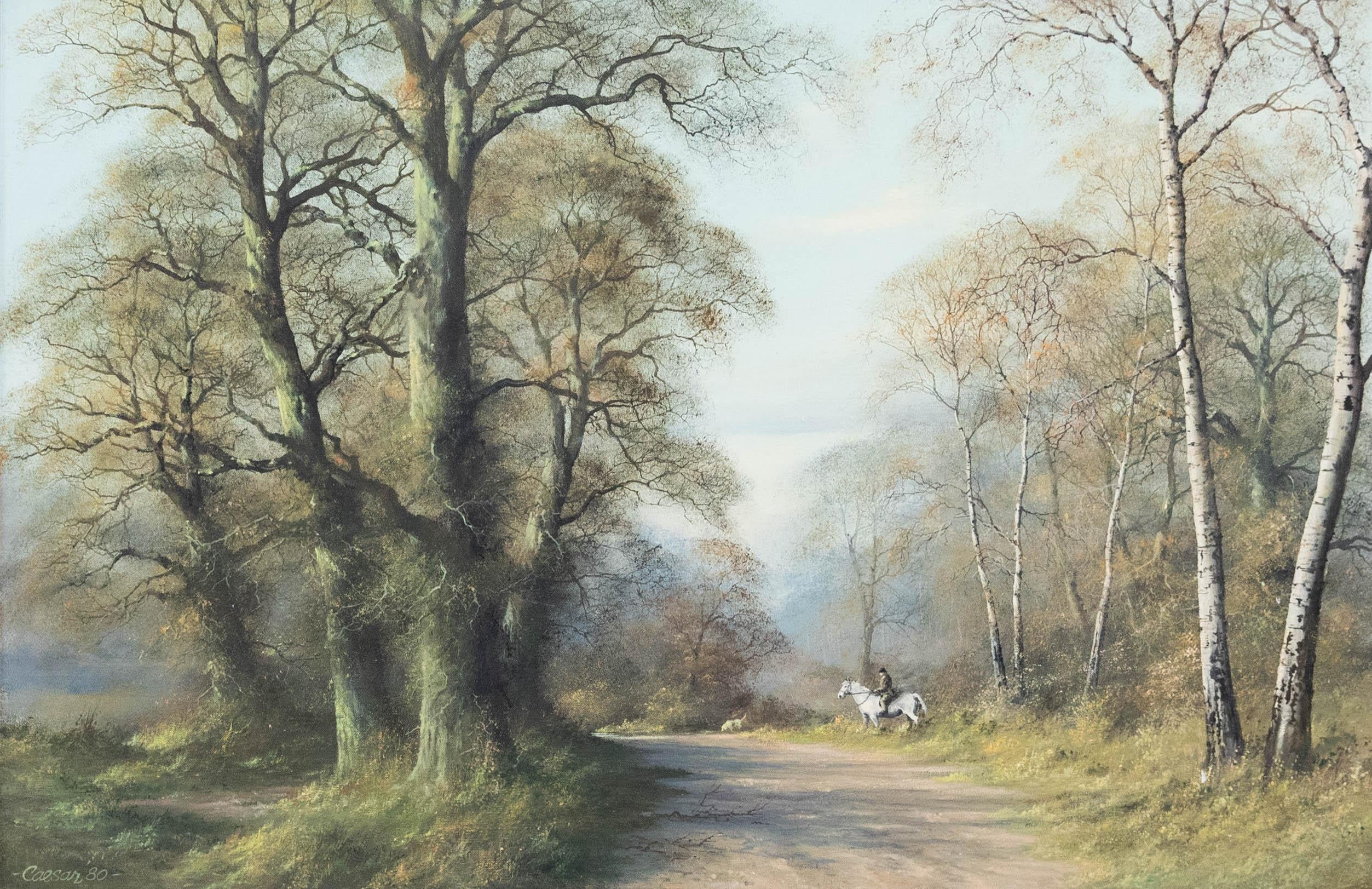 John Caesar-Smith (1930-2021) - Gerahmtes Öl von 1980, Herumhacken – Painting von Unknown