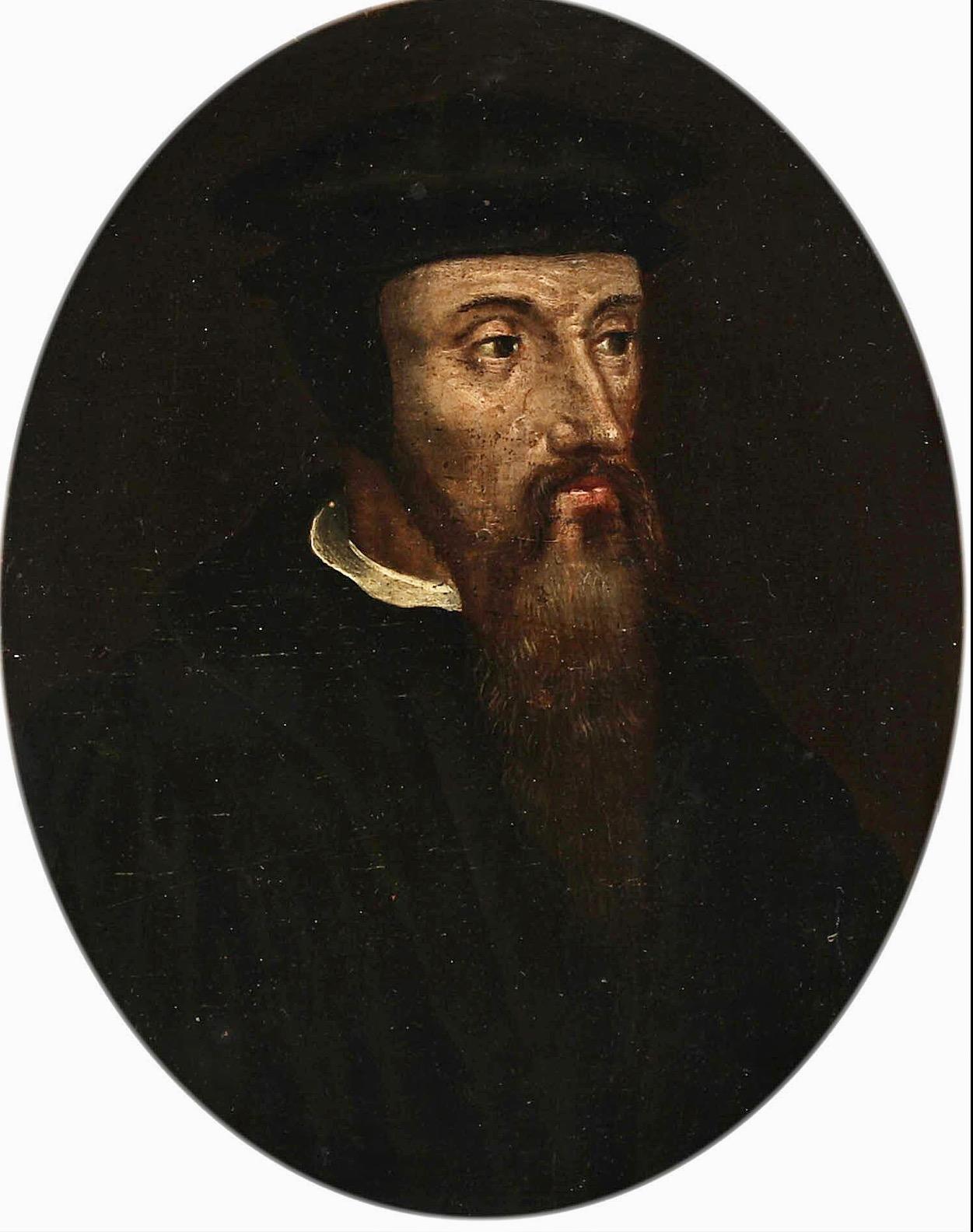 Ritratto di John Calvin del XVII secolo - Painting di Unknown