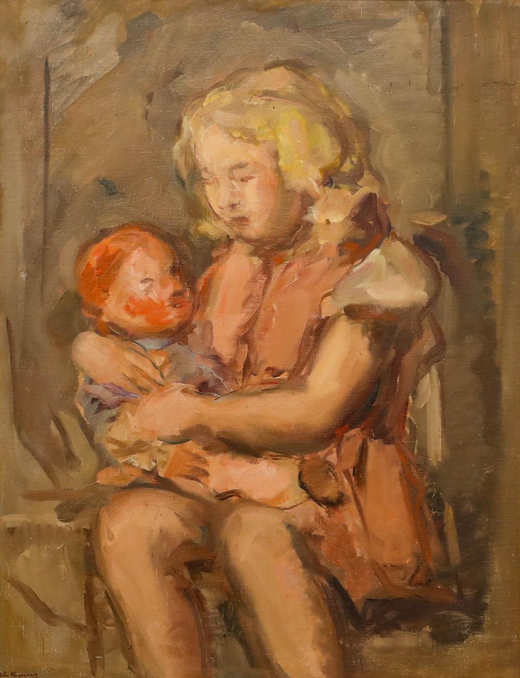 John Cluysenaar (1899-1986) - Mid 20th Century Oil, Young Girl with Doll - Painting by Unknown