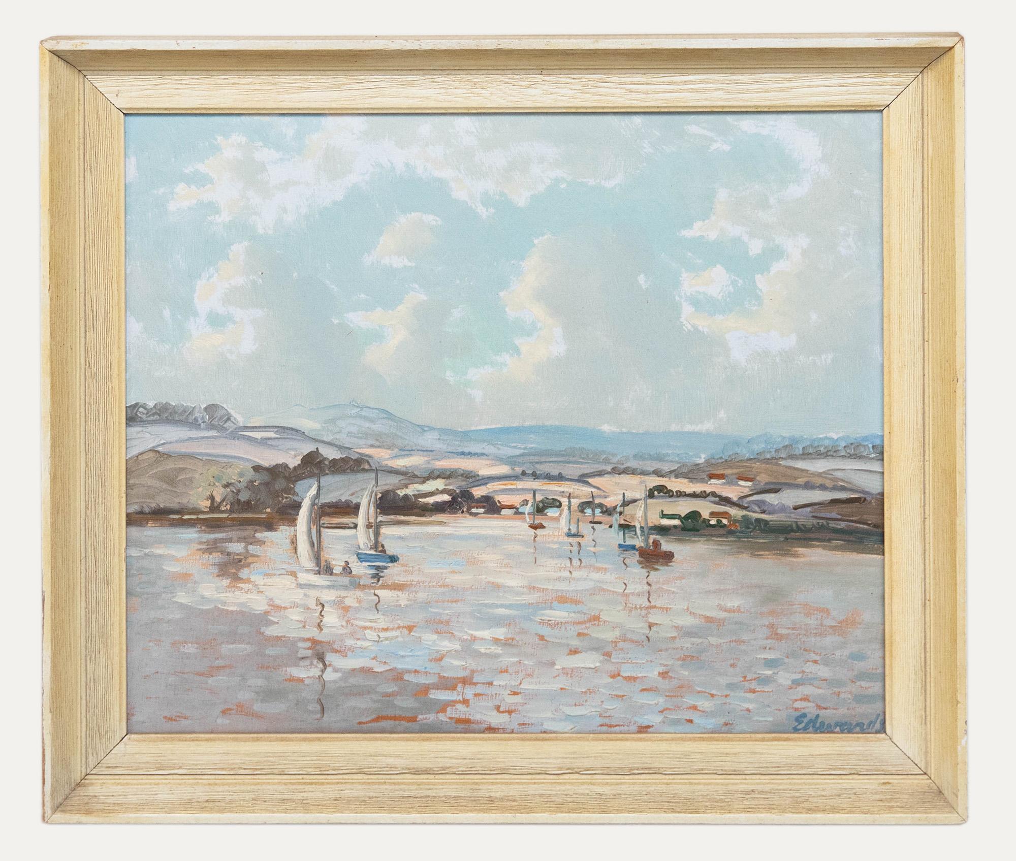 Unknown Figurative Painting – John Edwards (geb.1914) - Gerahmtes Ölgemälde des 20. Jahrhunderts, Cornish Sailing Club