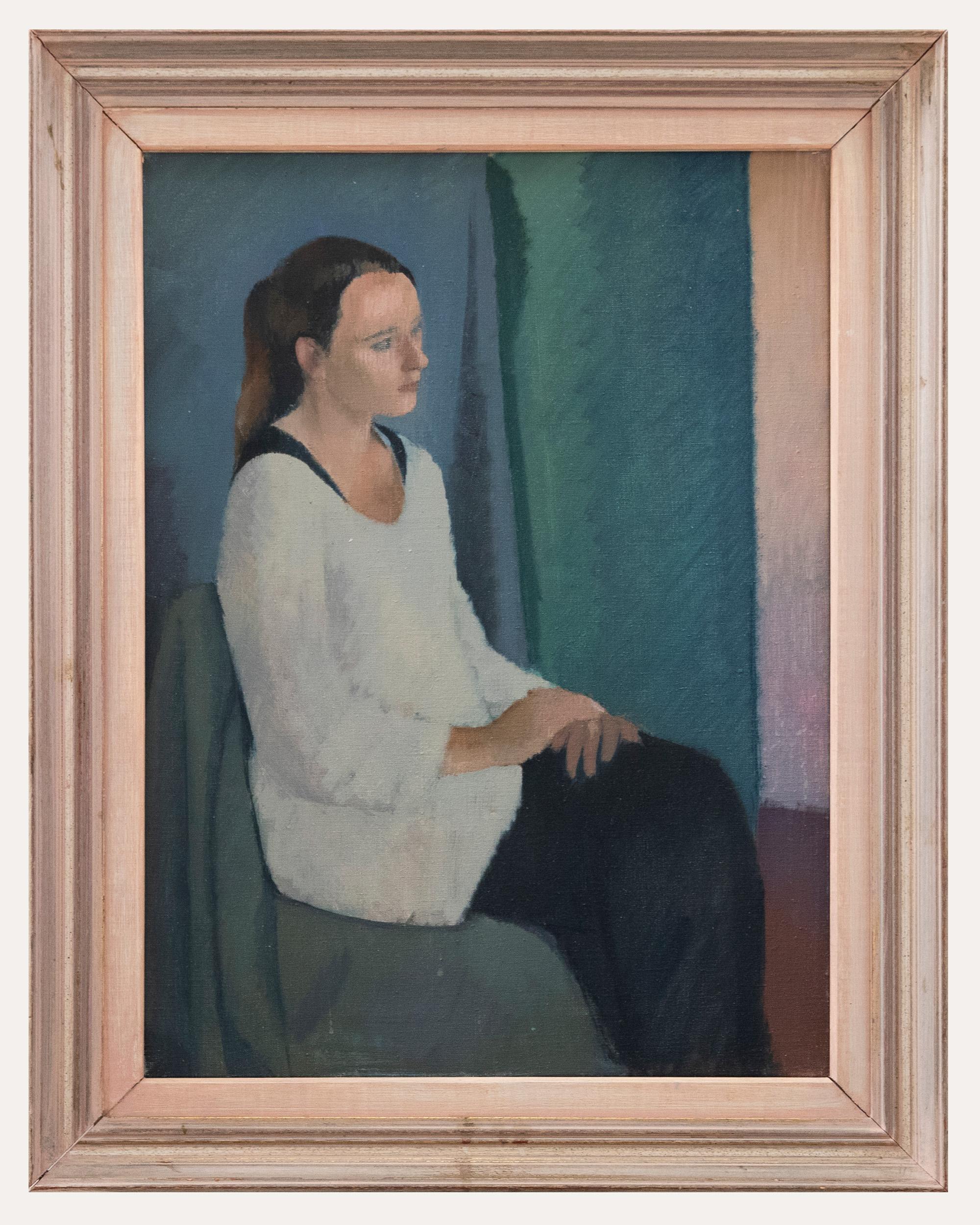 Portrait Painting Unknown - John Fattorini - Huile encadrée du 20ème siècle, Helen