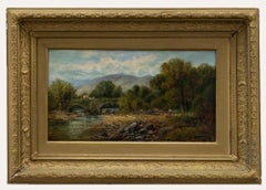 Antique John Gunson Atkinson (fl. 1849-1885) - 19th Century Oil, The Stone Bridge