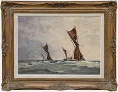 John Horwood (1934-1994) - 1975 Oil, Fishing Boats at Full Sail