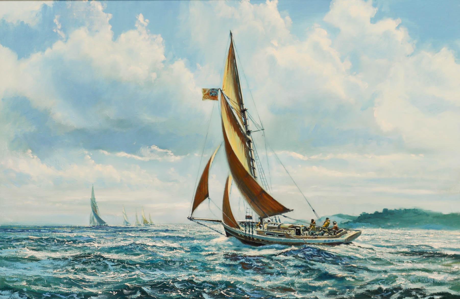John Howard Wright - 20th Century Oil, Sailing Yacht - Painting by Unknown
