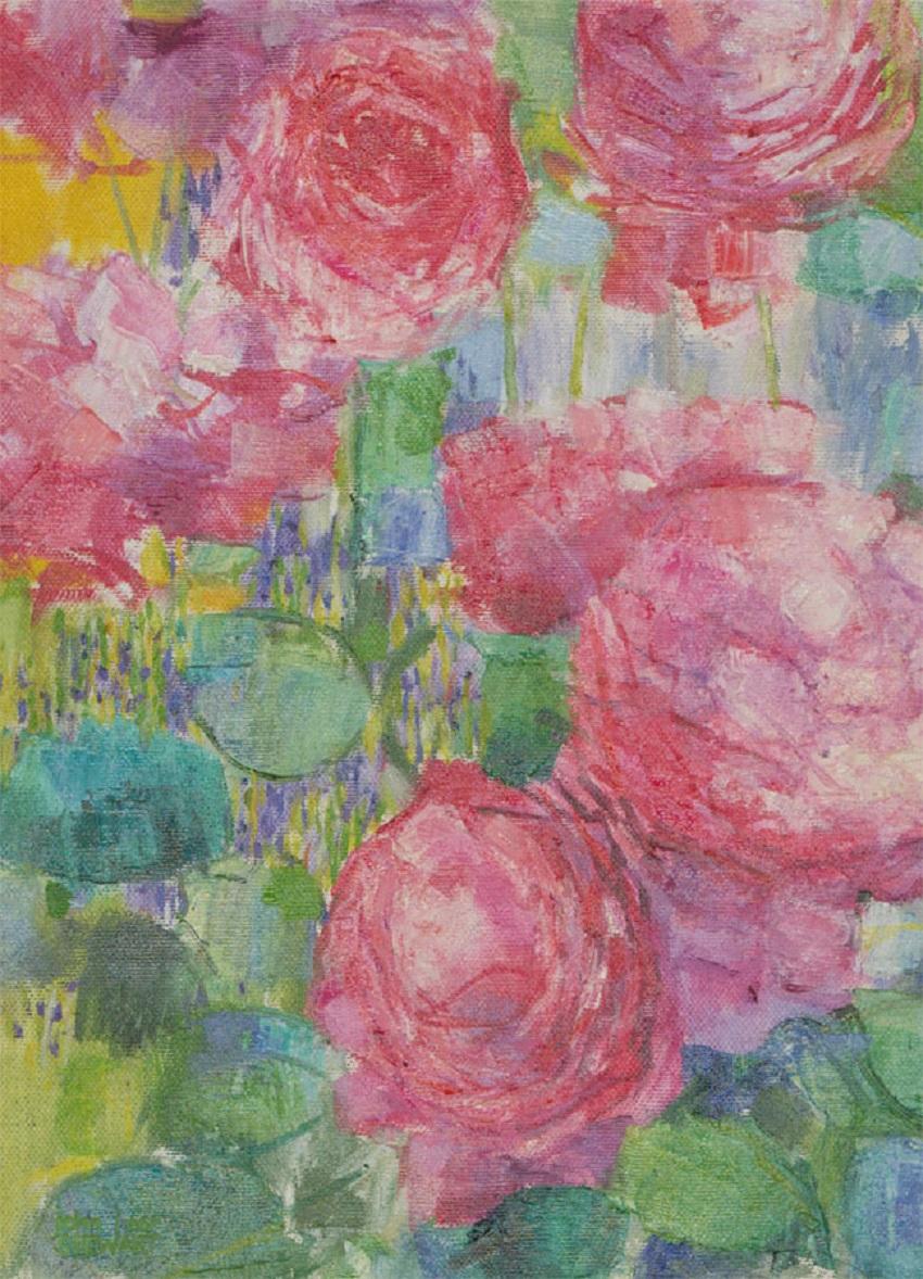 John Ivor Stewart PPPS (1936-2018) - Signed Oil, Roses From a French Garden - Painting by Unknown