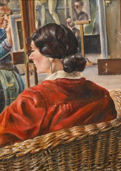 John J.G. Blundell (1927-2016) - Fine 1947 Oil, Lady in a Wicker Chair