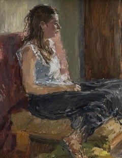 John Linfield (b.1930) - 1990 Oil, Seated Lady in Sunlight