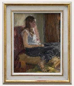 John Linfield (b.1930) - 1990 Oil, Seated Lady in Sunlight