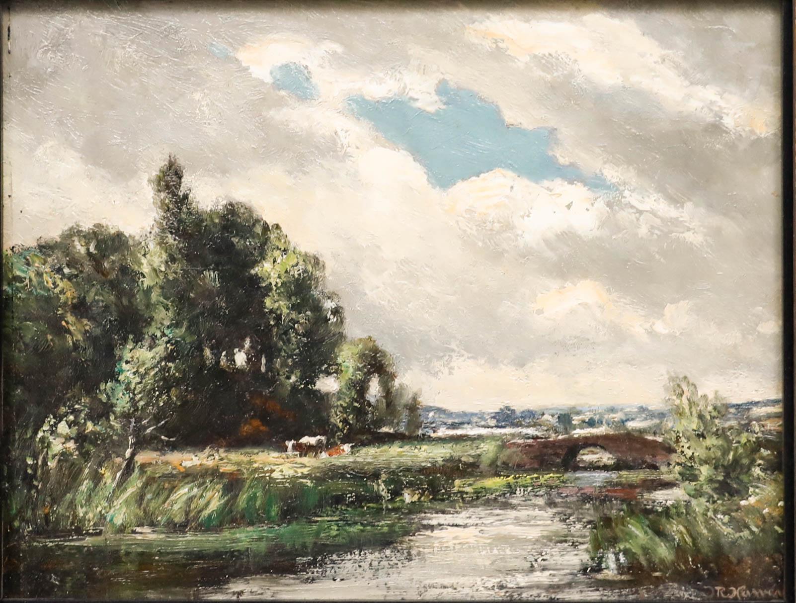 John Rathbone Harvey (1862-1933) - Anfang 20. Jahrhundert Öl, Riverside Pasture – Painting von Unknown