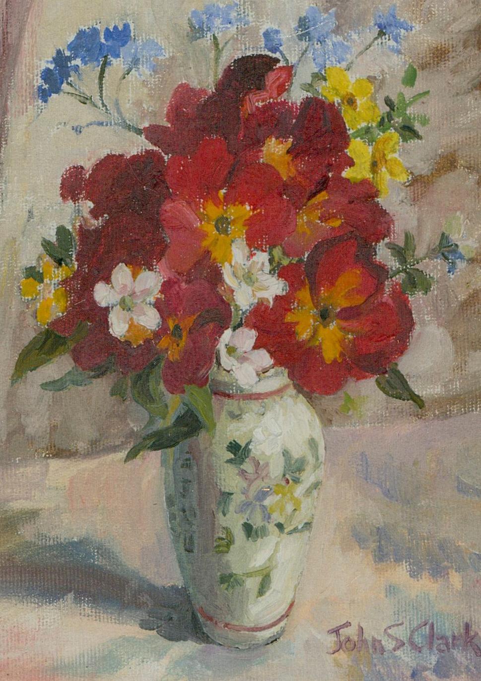 John S. Clark (geb.1943) - 20. Jahrhundert Öl, Polyanthus, Polyanthus – Painting von Unknown