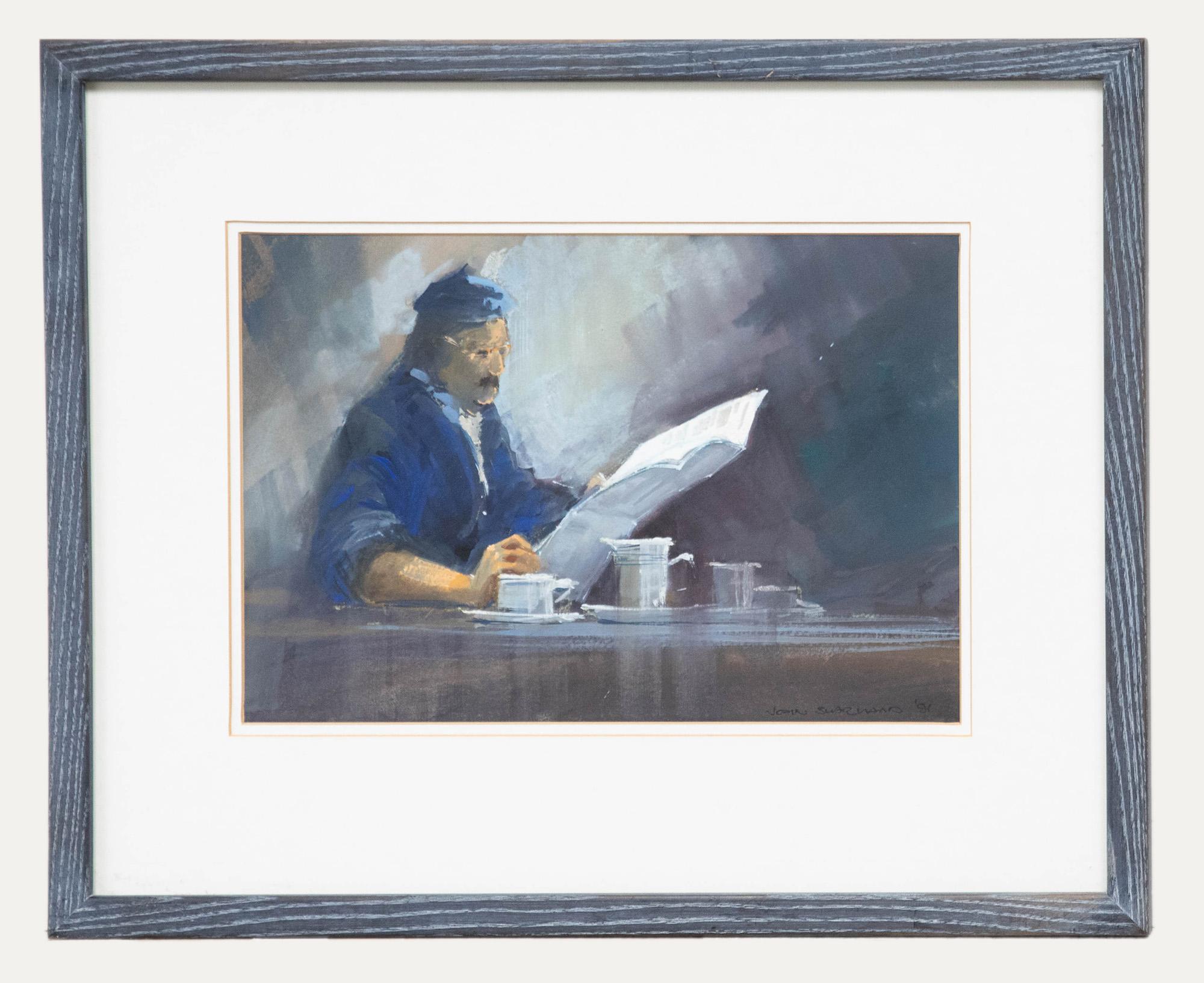 Unknown Portrait Painting - John Steward - 1991 Oil, The Breakfast Table