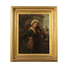 Antique John Templeton Lucas Oil On Canvas , The belle of the village