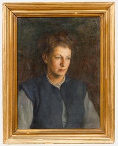 John Walton RP (1925-2023) - 1950 Huile, Dame en bleu