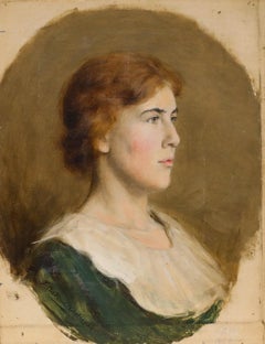 John Watson Nicol (1856-1926) - 1923 Oil, Girl with Auburn Hair