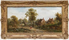 John Westall (fl.1873-1893) - Framed Oil, Conversations Before a Farmstead