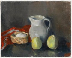 Joke Hartman-Elias (1906-2004) - Mitte 20. Jahrhundert Öl, Krug, Äpfel und Eier