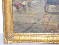Jorge Manvel Gregos "Dutch Flower Vendors" Original Oil on Canvas 19th c.