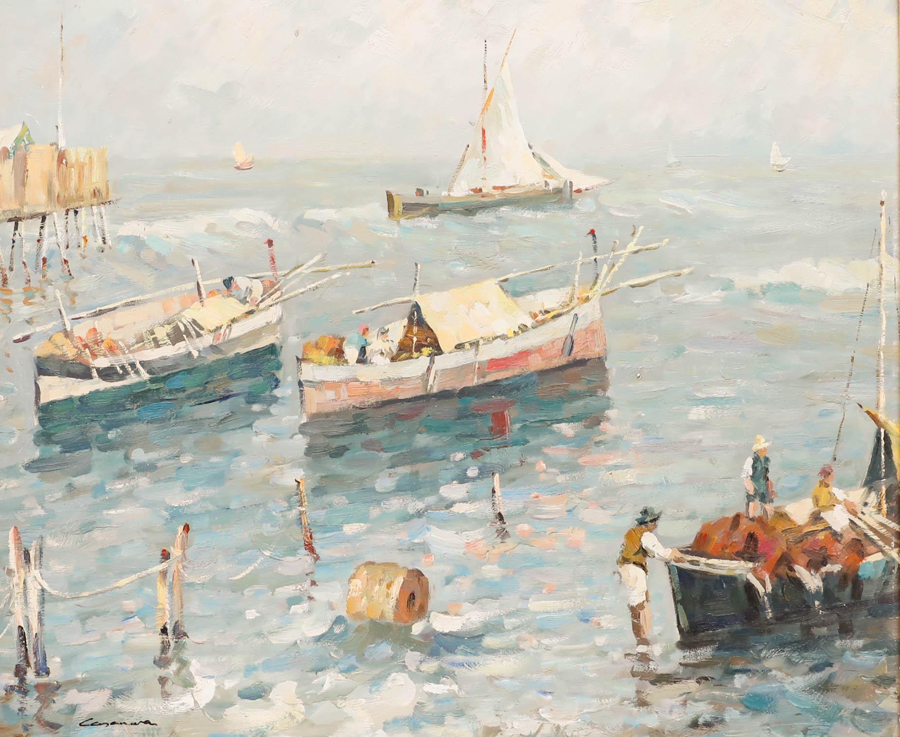 Jose Casanova (1933-1989) - 20. Jahrhundert Öl, Spiegelungen auf dem Wasser – Painting von Unknown