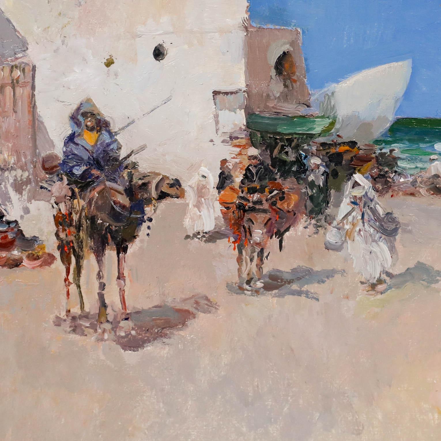 Jose Checa Galindo (geb. 1950) - Zeitgenössisches Öl, Tanger (Braun), Figurative Painting, von Unknown