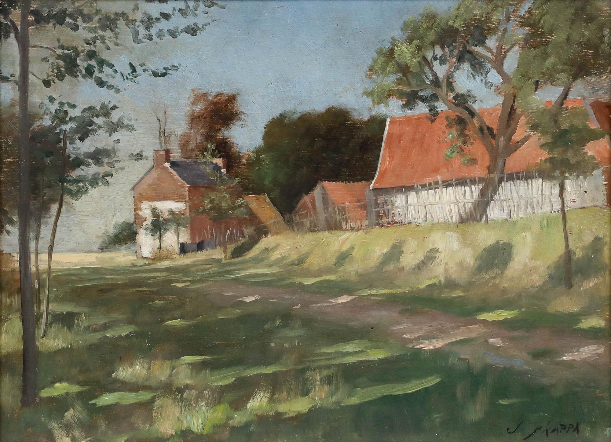 Jose Frappa (1854-1904) - Gerahmtes Öl aus dem frühen 20. Jahrhundert, Bauernhaus in Frankreich – Painting von Unknown