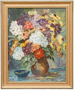 Josef Hausner (1920-1997)  - 20th Century Oil, Hydrangeas and Echinacea
