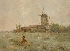 Josef Helmut Schilhabel (1896-1970) - Dutch School Oil, Meadow by the Mill