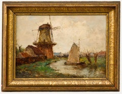 Josef Helmut Schilhabel (1896-1970) - Framed Oil, Dutch Mill by the Canal