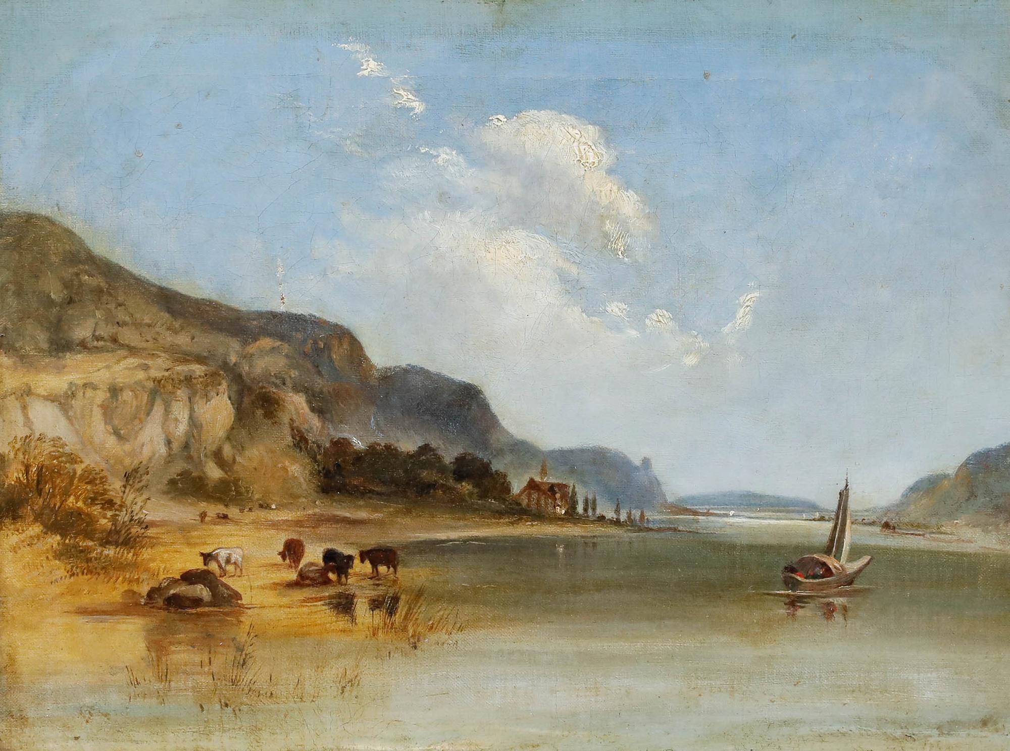 Joseph Ewbank - 1831 Oil, Cattle by the River - Painting by Unknown