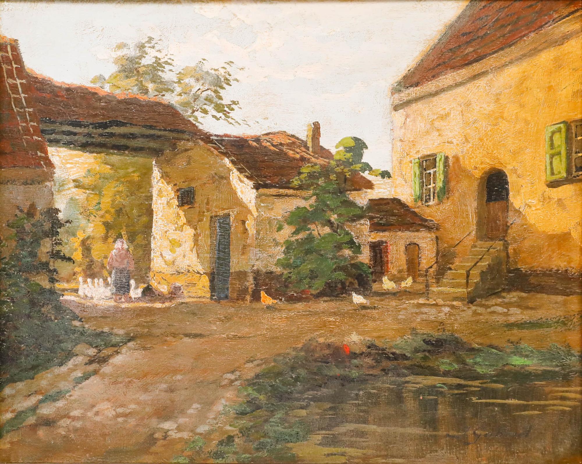 Joseph Gabriel - Gerahmtes Öl aus dem frühen 20. Jahrhundert, Morgengabe – Painting von Unknown