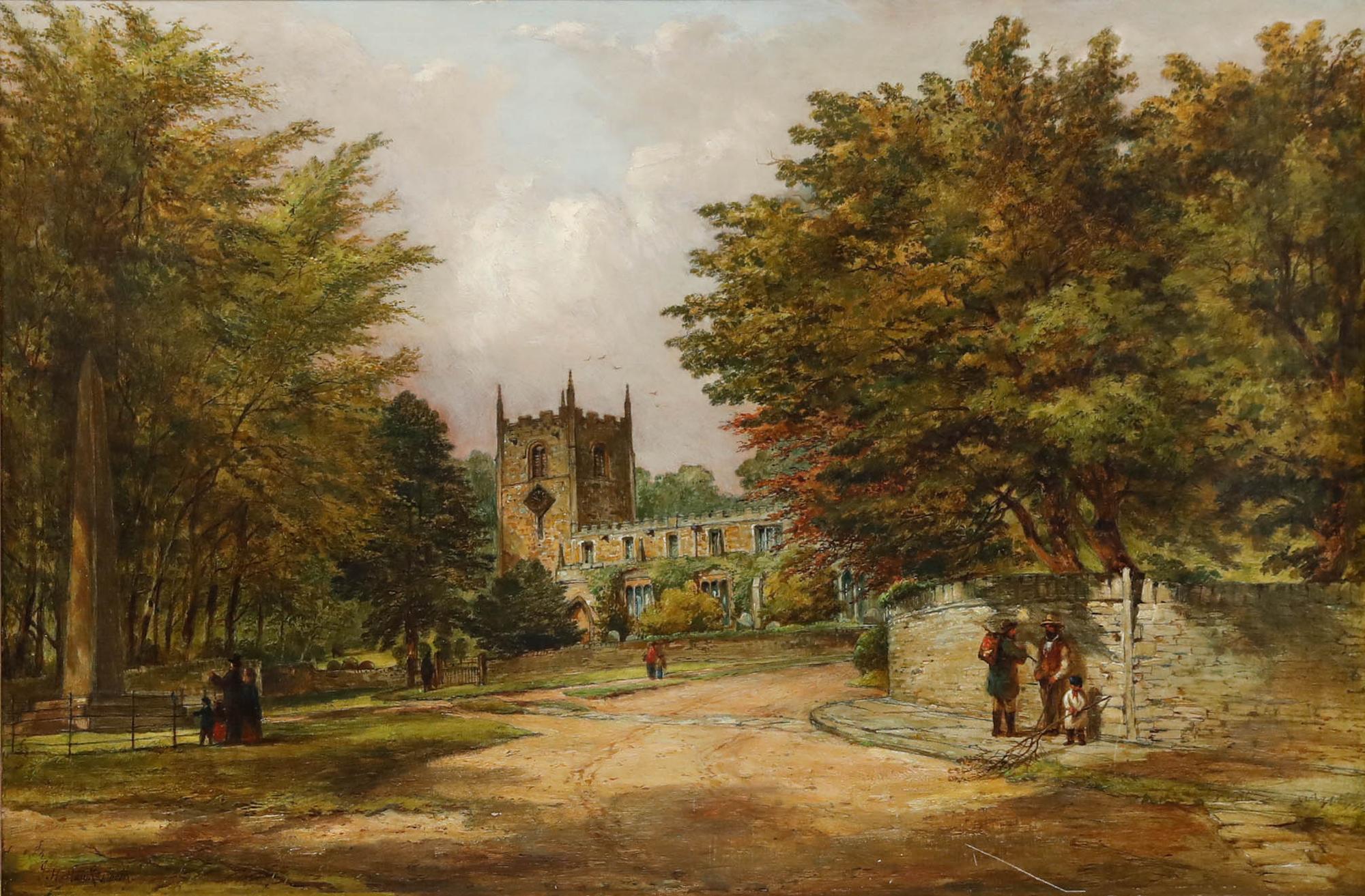 Joseph Haslam Hawksworth (1827-1908) - Olio incorniciato, St. James the Great, Norton - Painting di Unknown