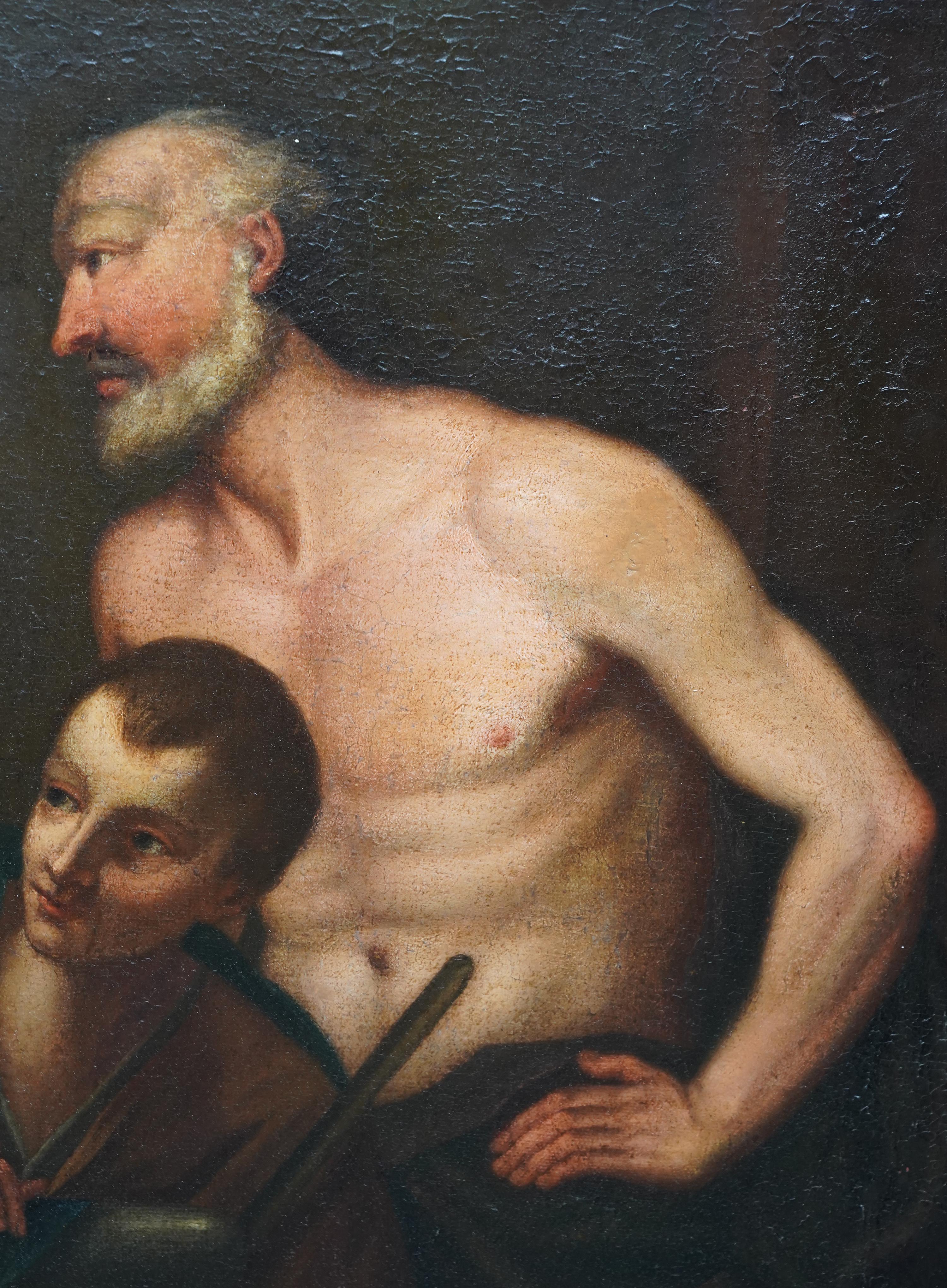 Joseph interprétant les rêves - Ancien maître italien 17e siècle peinture à l'huile d'art religieux en vente 10