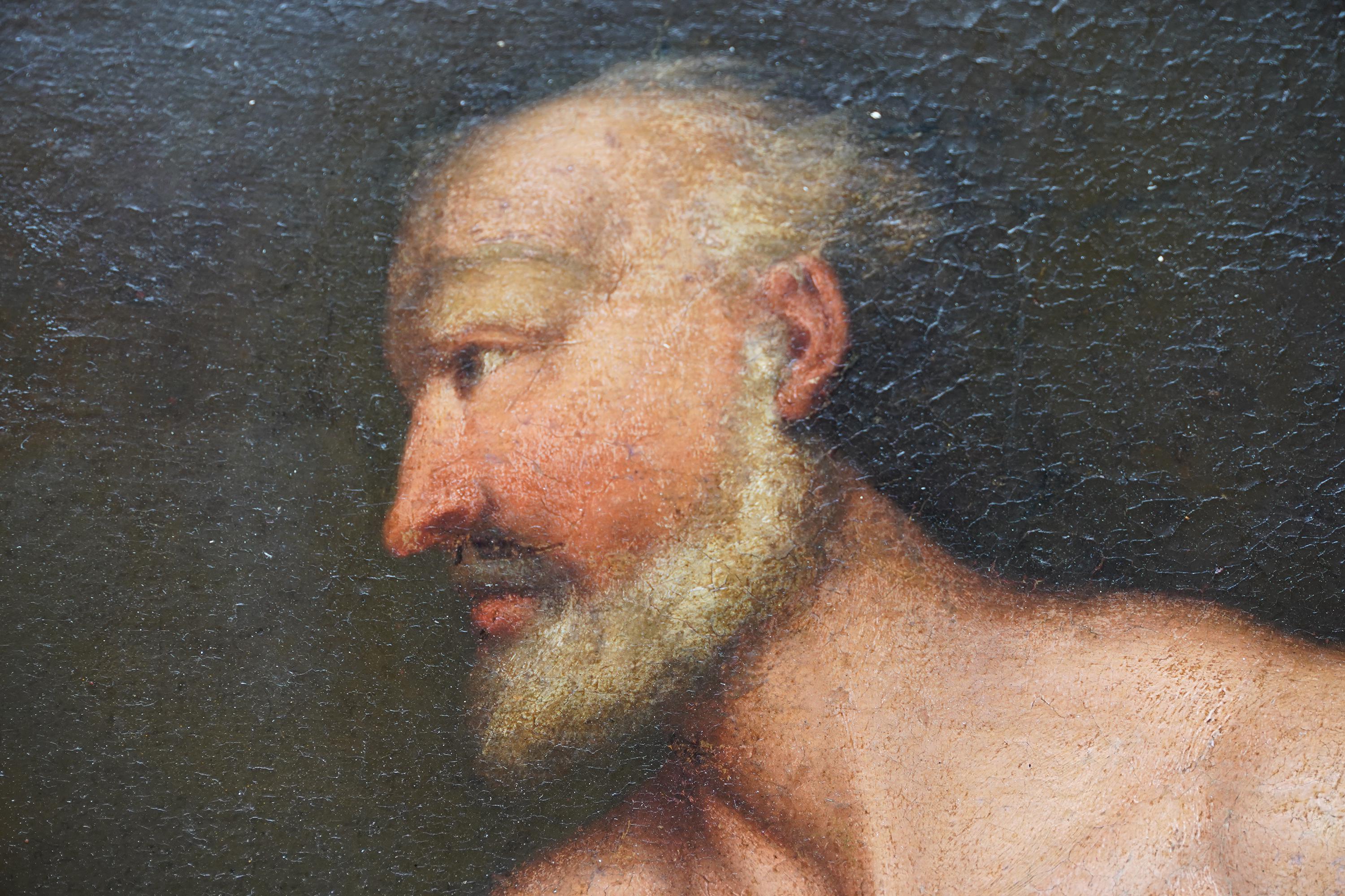 Joseph interprétant les rêves - Ancien maître italien 17e siècle peinture à l'huile d'art religieux en vente 11