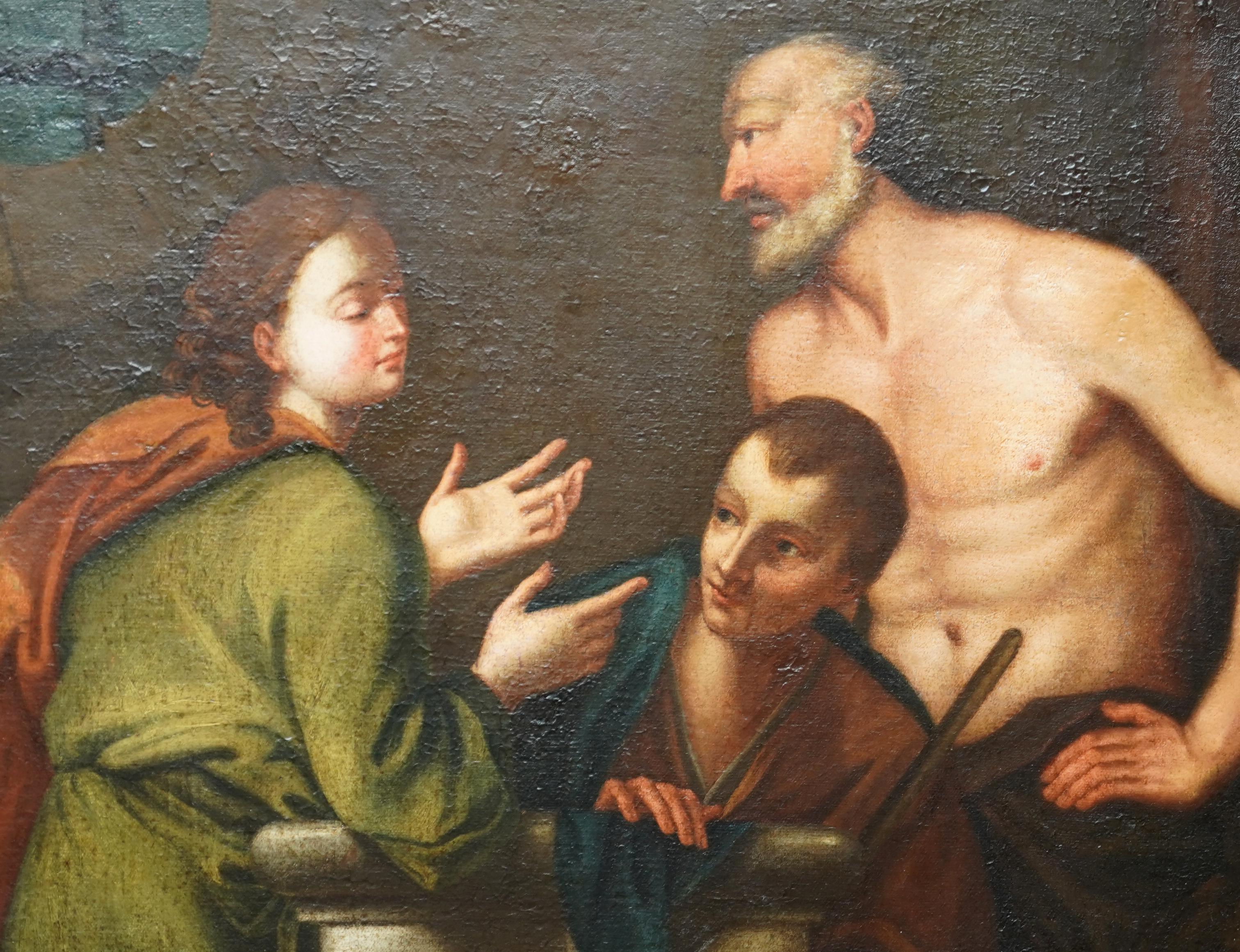 Joseph interpreting Dreams - Italian Old Master 17thC religious art oil painting - Painting by Unknown