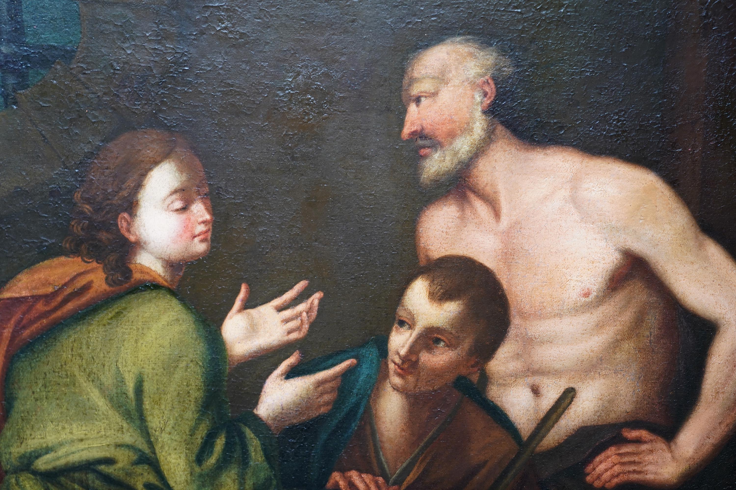 Joseph interpretiert Träume – Italienisches Ölgemälde eines alten Meisters aus dem 17. Jahrhundert (Alte Meister), Painting, von Unknown