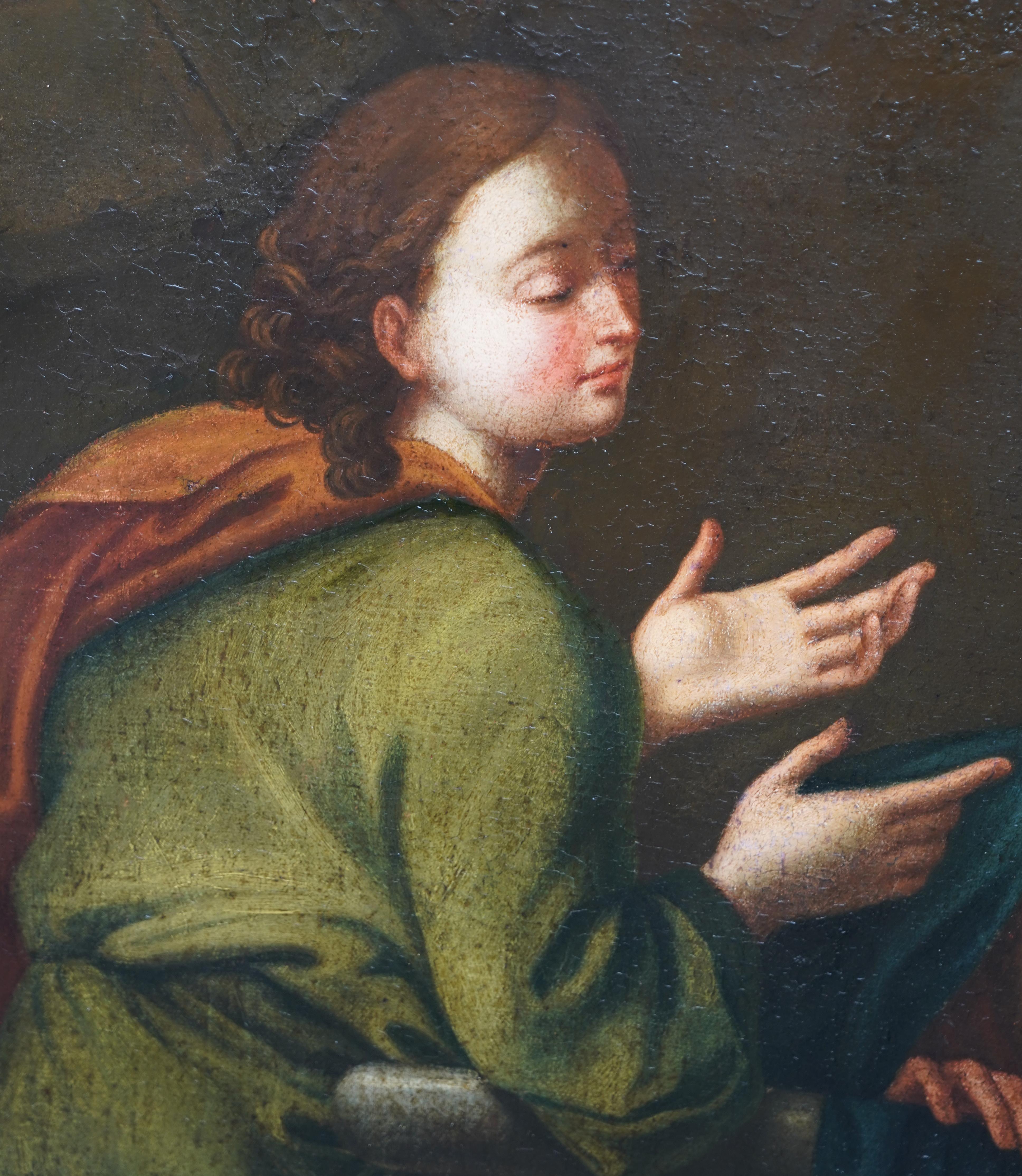 Joseph interpretiert Träume – Italienisches Ölgemälde eines alten Meisters aus dem 17. Jahrhundert im Angebot 1