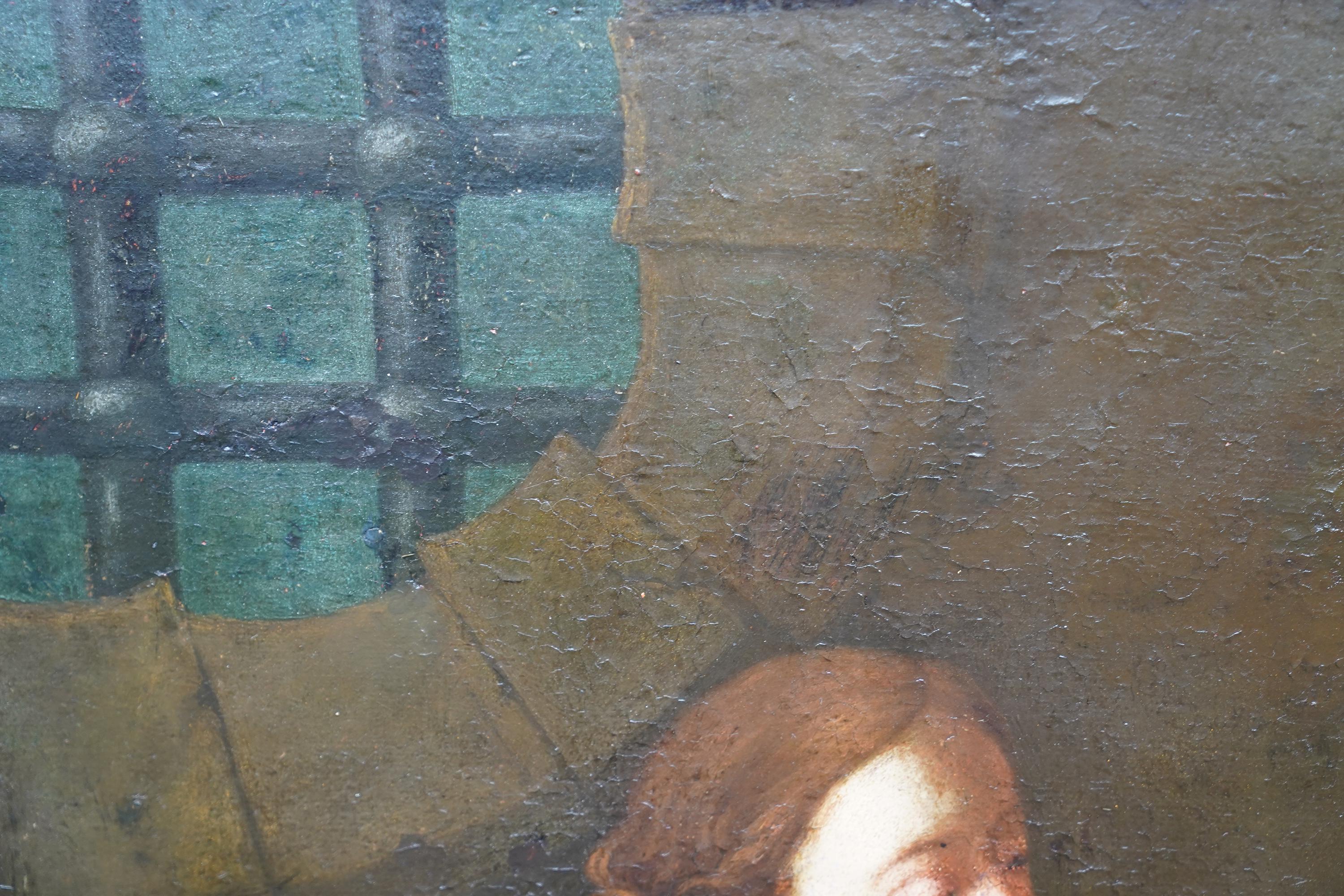 Joseph interpreting Dreams - Italian Old Master 17thC religious art oil painting For Sale 1