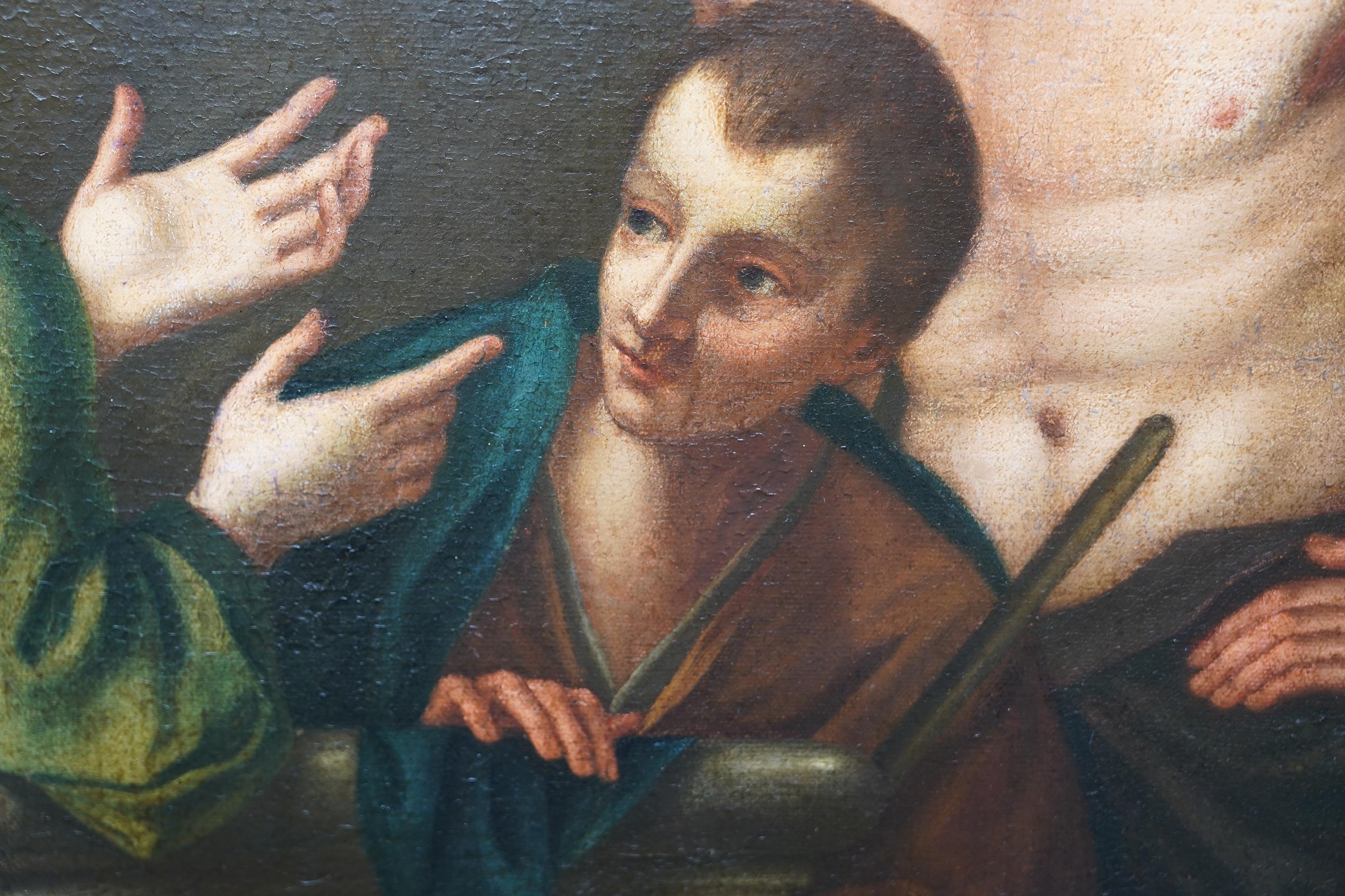 Joseph interpreting Dreams - Italian Old Master 17thC religious art oil painting For Sale 3