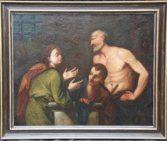 Joseph interpreting Dreams - Italian Old Master 17thC religious art oil painting