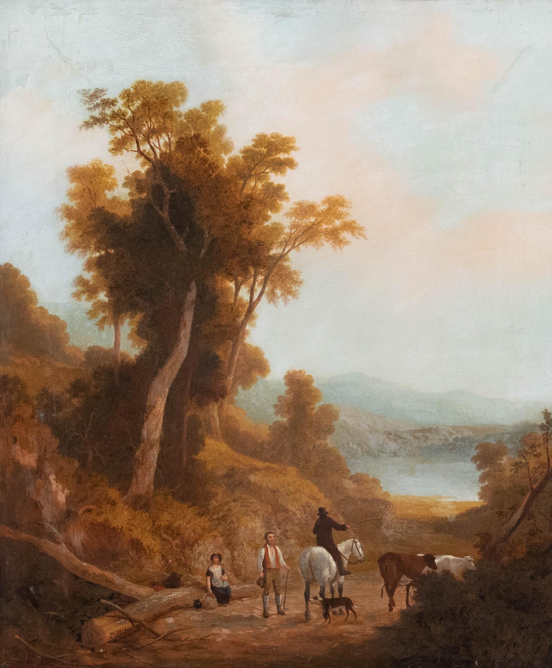 Joseph Rhodes (1782-1855) - 1843 Oil, Lost Travellers - Painting by Unknown