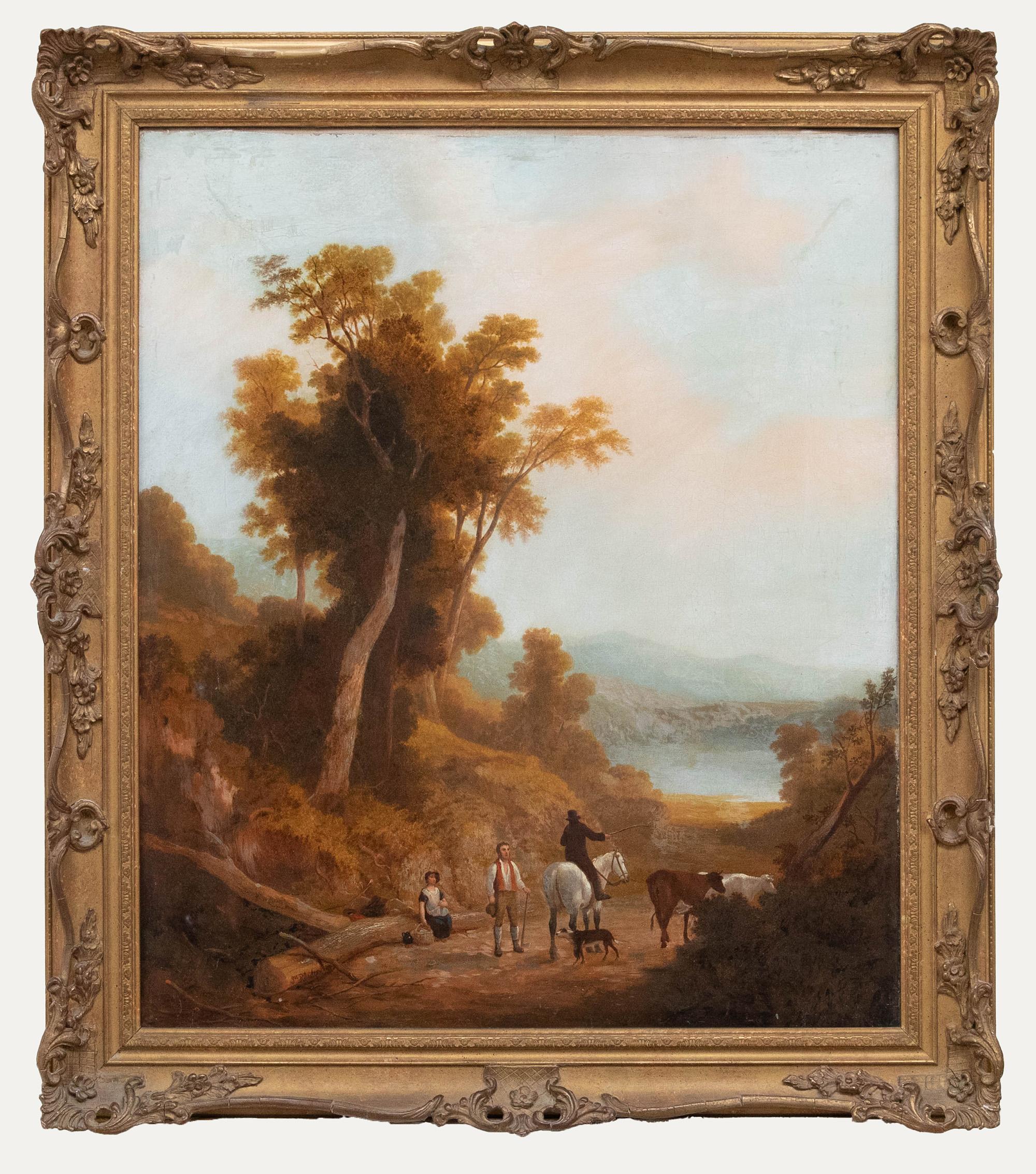 Unknown Landscape Painting - Joseph Rhodes (1782-1855) - 1843 Oil, Lost Travellers