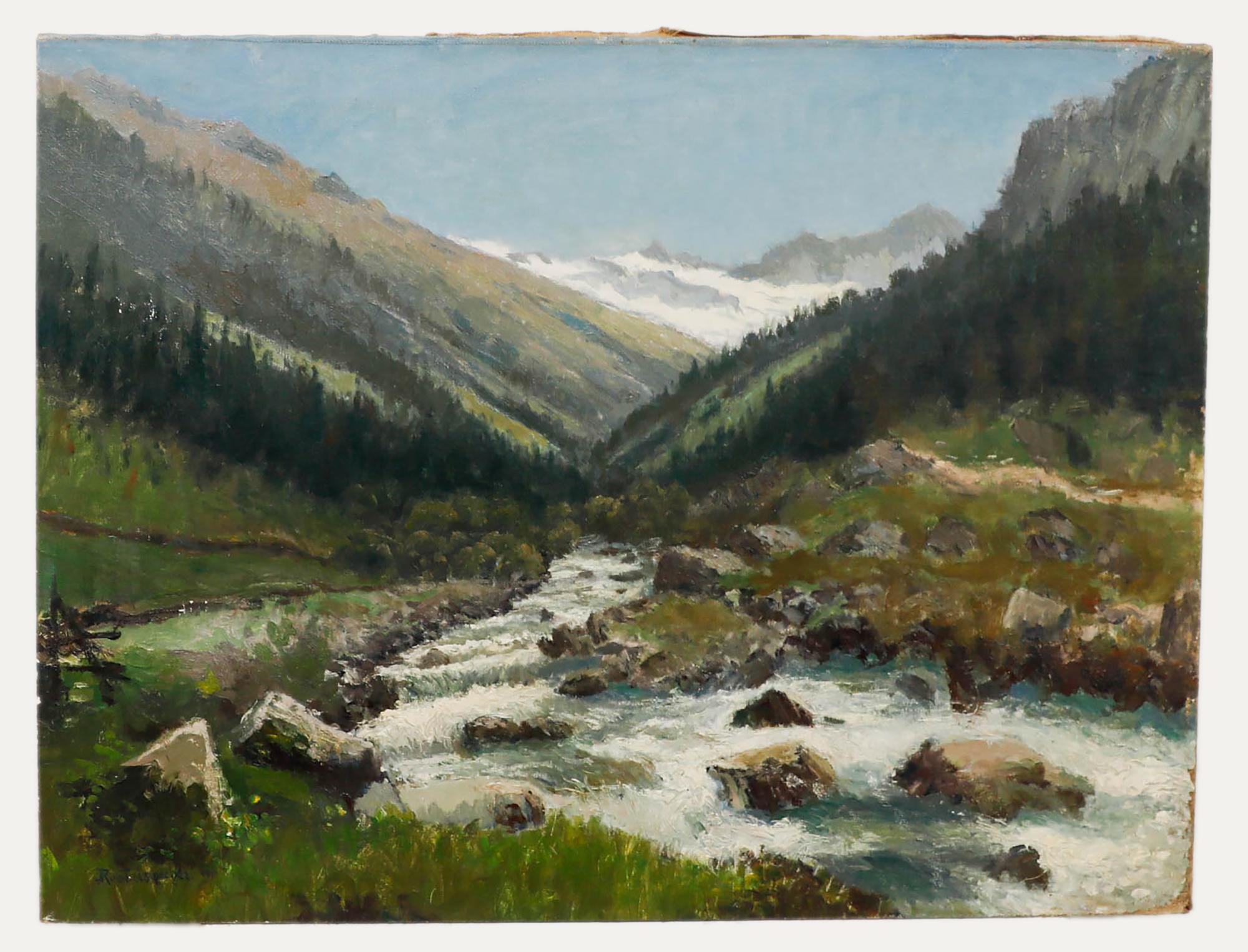 Joseph Rummelspacher (1891-1979) - Olio dei primi del Novecento, Zillertal, Austria - Painting di Unknown