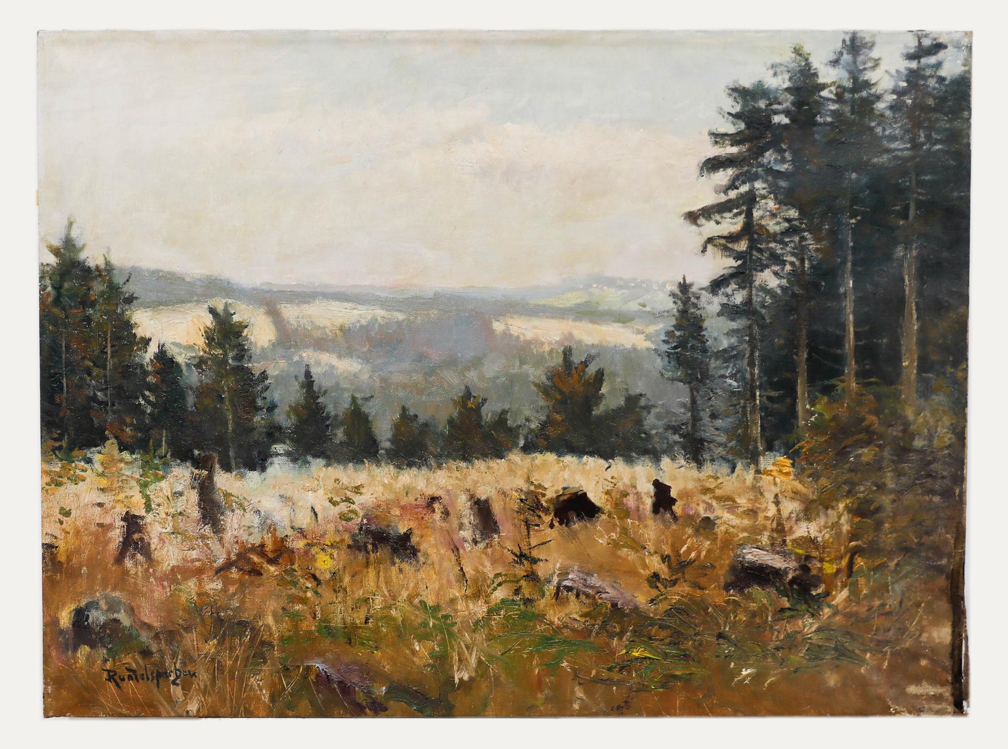 Joseph Rummelspacher (1891-1979) -  Oil View from the Spitzeberg to the Hohegeiß - Painting by Unknown