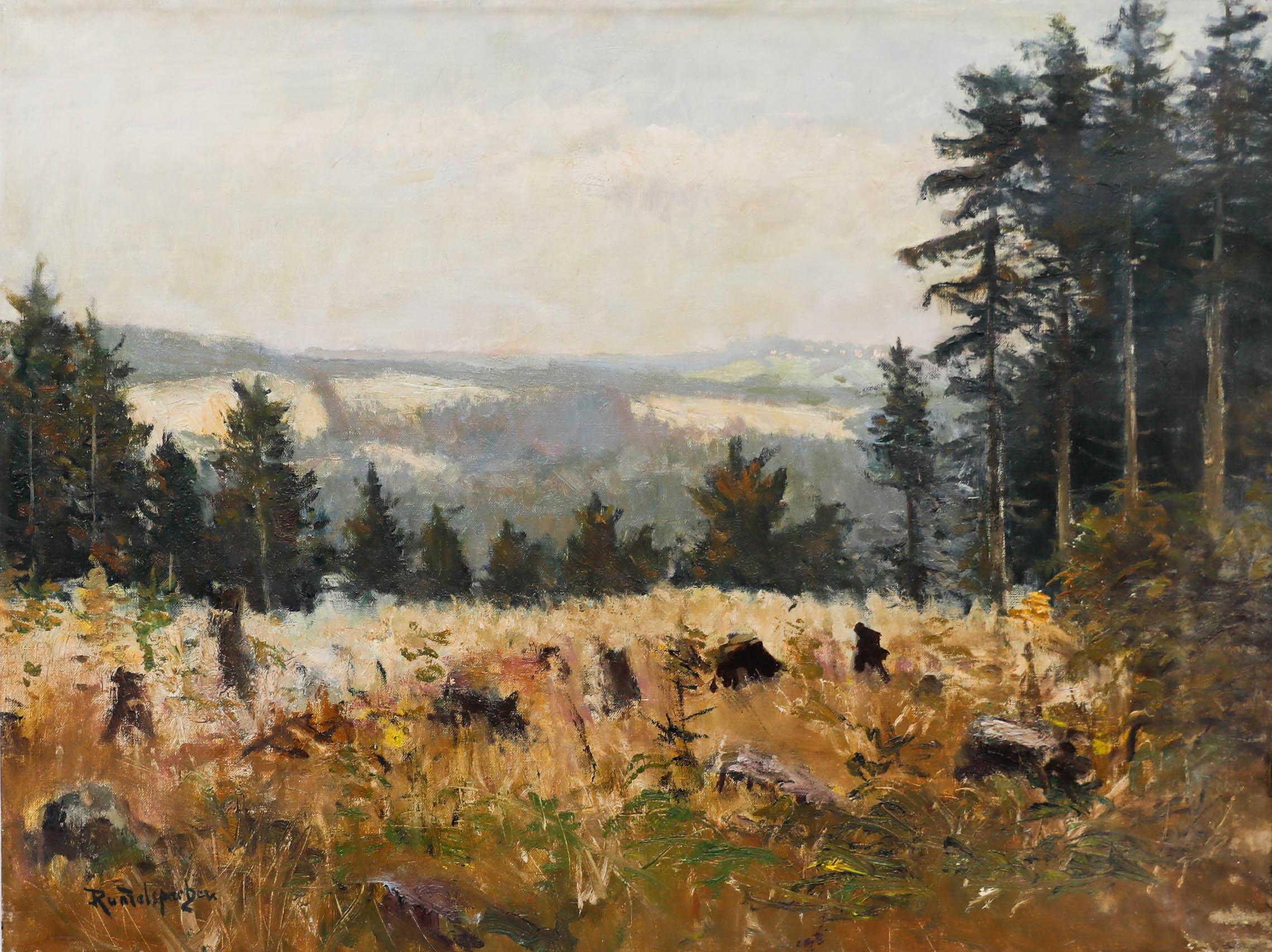 Joseph Rummelspacher (1891-1979) -  Vista al óleo desde el Spitzeberg hasta el Hohegeiß
