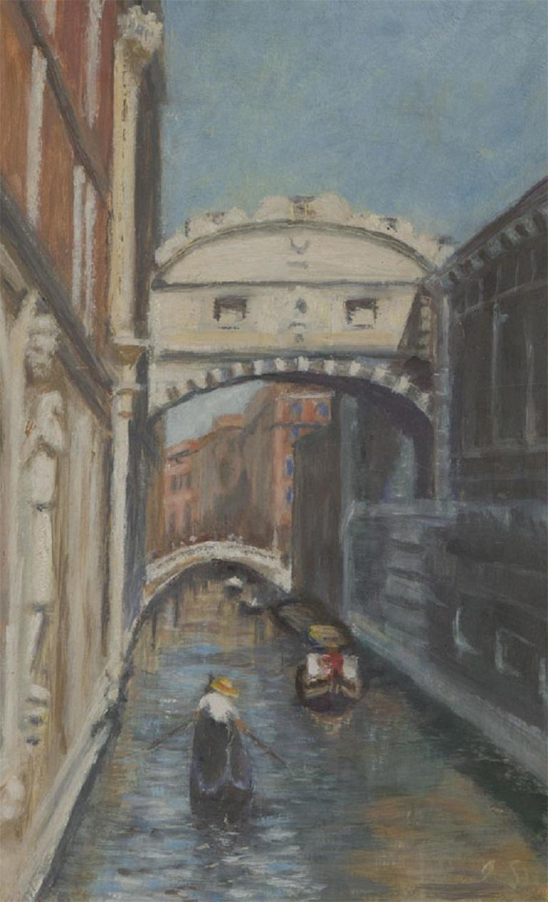 J.S. - Fine Mid 20th Century Oil, Bridge of Sighs, Venice - Painting by Unknown